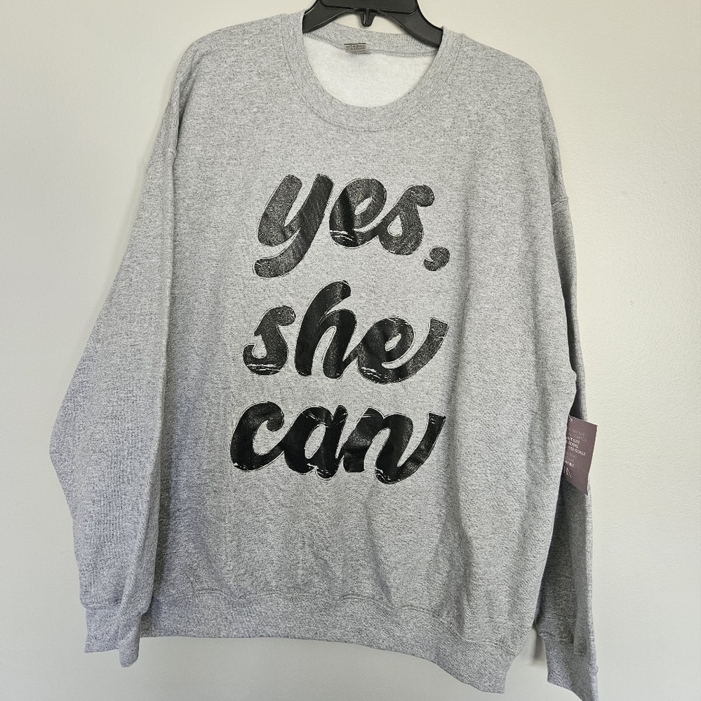 NWT Maverick the collection gray sweatshirt yes she can XL